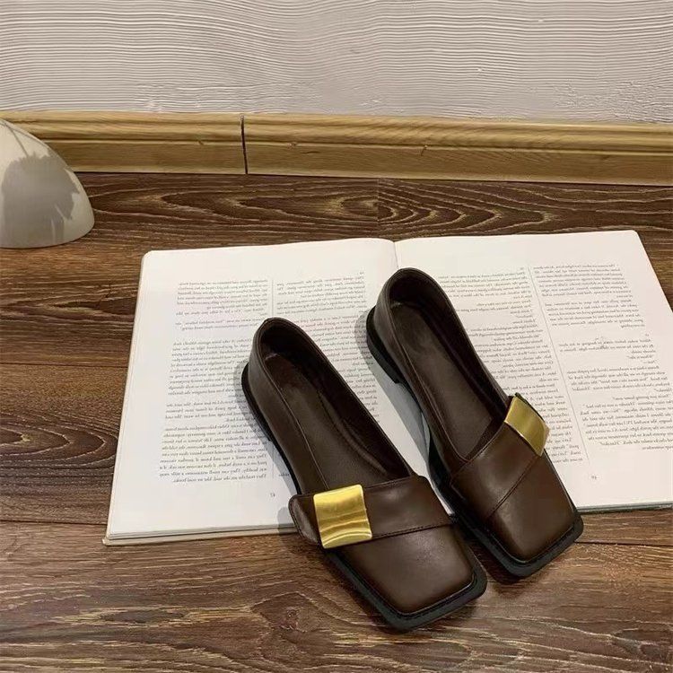 INSTOCK-Vintage British Style‚ Women's Square Toe Slip-Ons