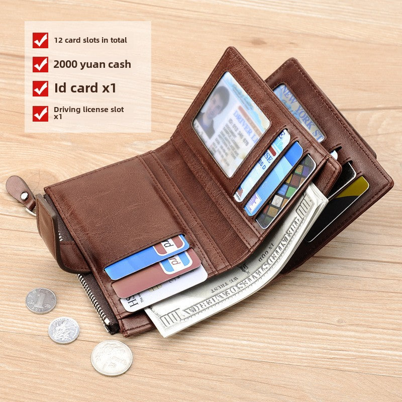 Men’s Anti-Theft Retro Wallet - Multi-Card & License Holder