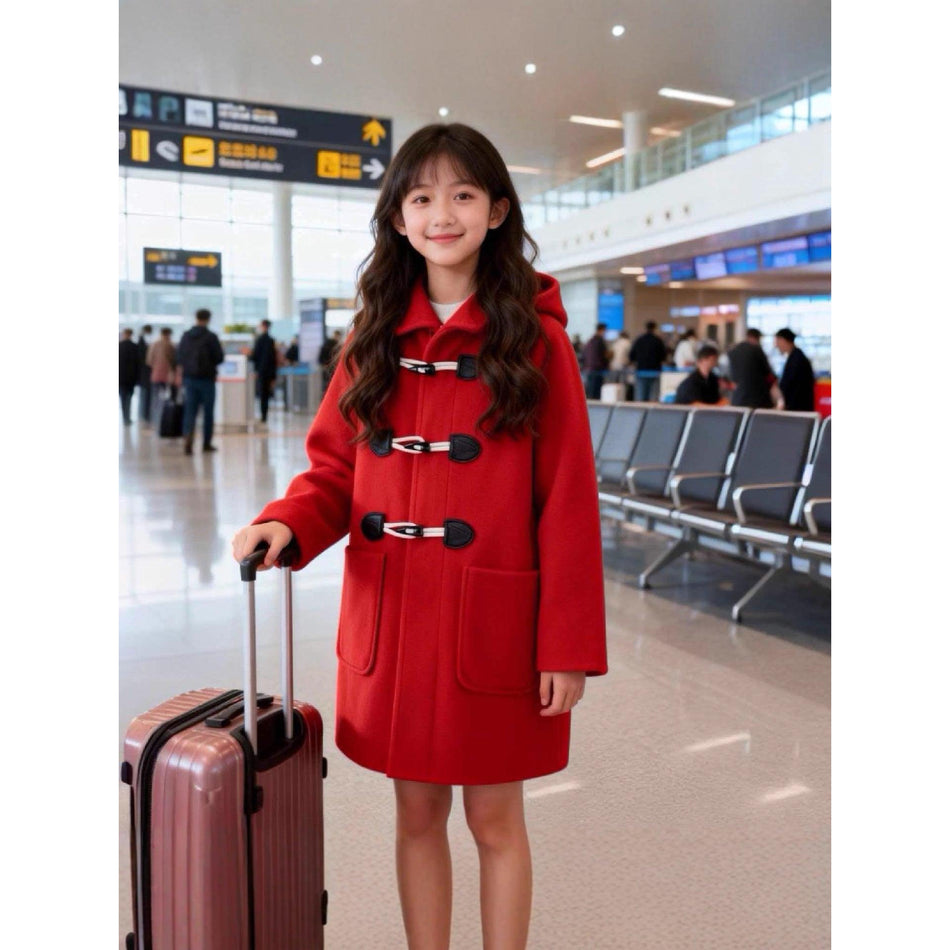 2025 Girls Autumn and Winter New Woolen Coat Mid-Length Coat