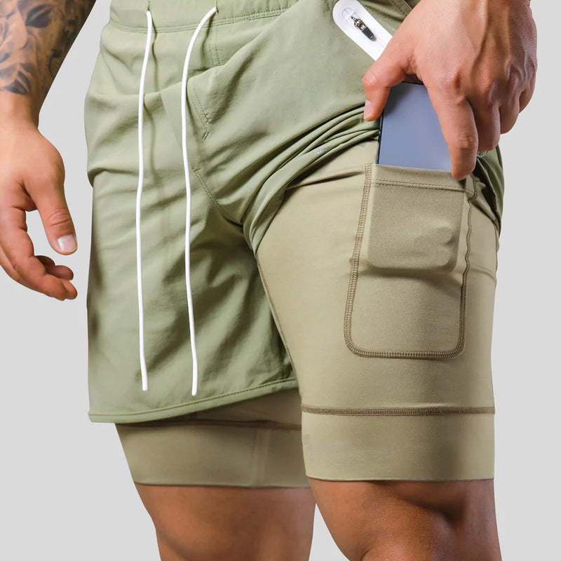 Men’s Summer Sports Shorts – Quick-Dry Fake Two-Piece