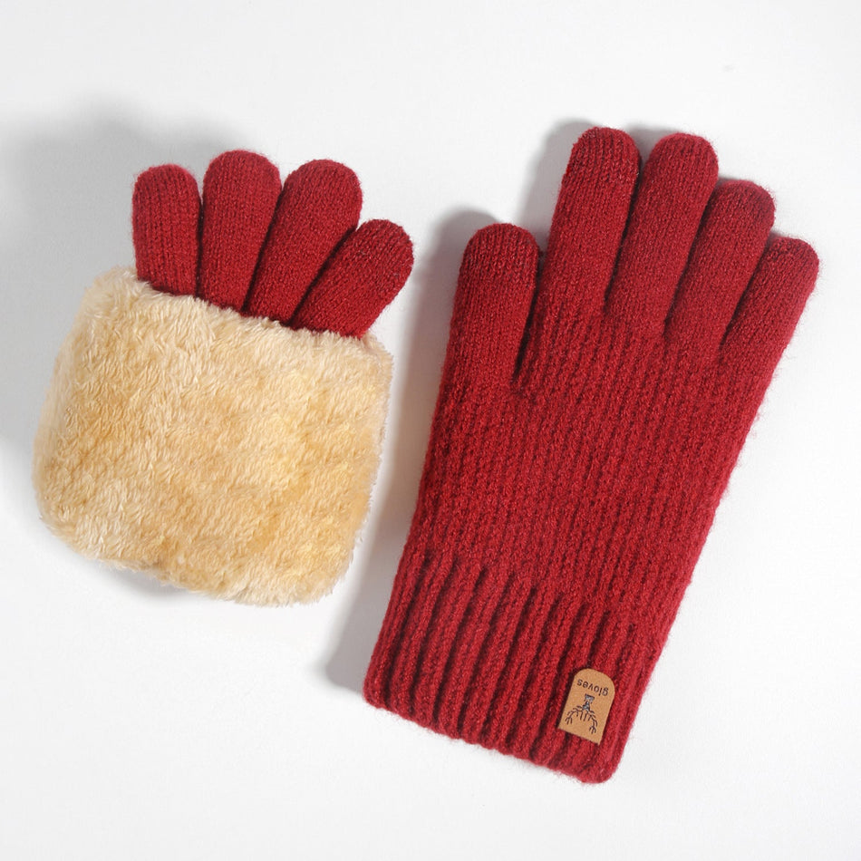 Men’s Double-Layer Touchscreen Wool Fleece Winter Gloves