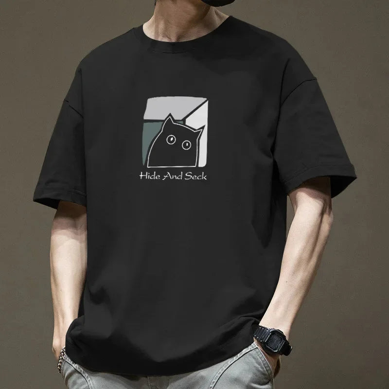 STOCK-Men’s 100% Cotton Loose T-Shirt – Summer Casual Top
