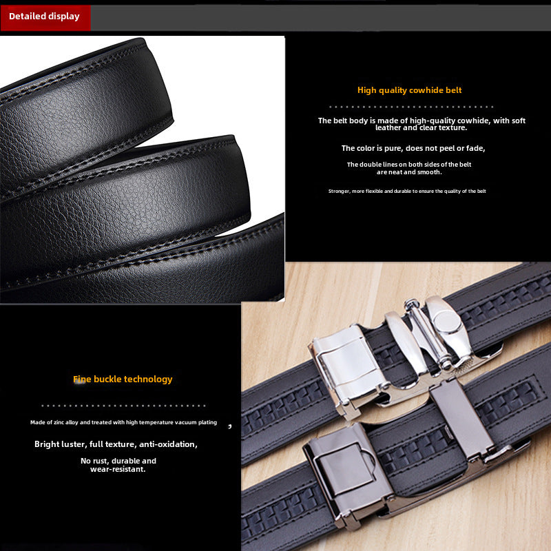 Premium Cowhide Belt – Auto Buckle for Men