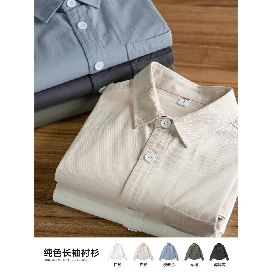 Men's American Oxford Long-Sleeve British Style Casual Shirt