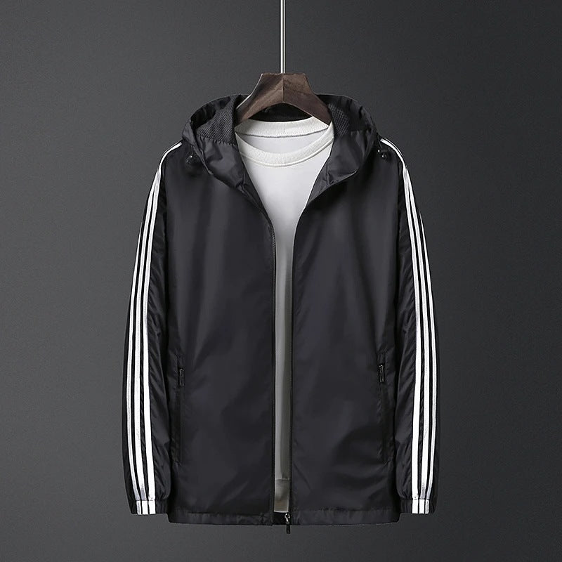 Men’s Three-Bar Windbreaker Jacket!