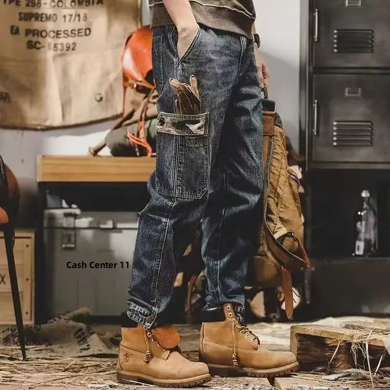 Retro Heavyweight Jeans | Wide-Leg Stonewashed Work Pants