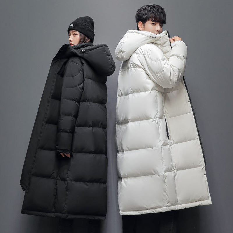 STOCK-Unisex Long Knee-Length Down Jacket for Winter