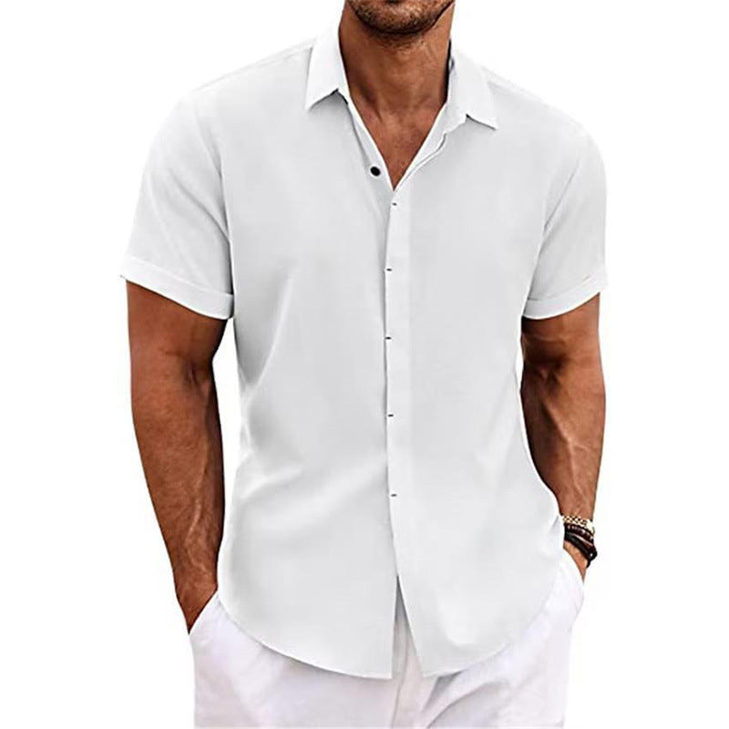 Men’s Cotton-Linen Short-Sleeve Summer Shirt