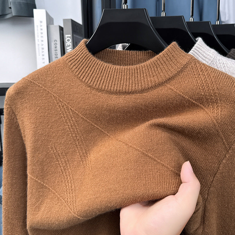 STOCK-Men’s Round Neck Thick Solid Color Sweater 2025 Warm