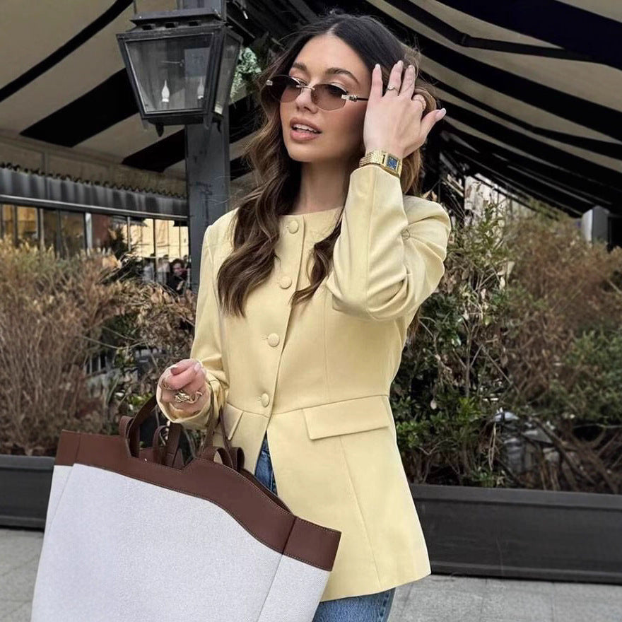 Slim Round Neck Women’s Blazer