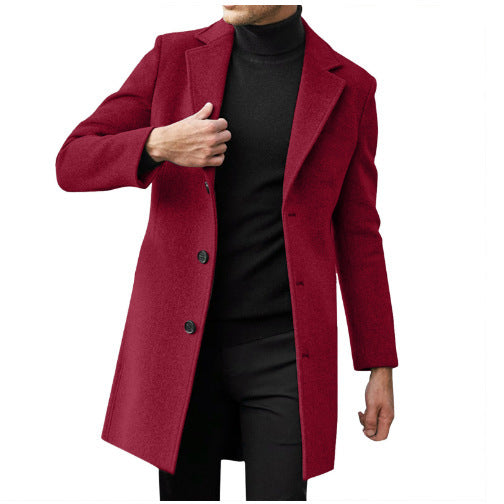 Men’s Long Woolen Coat Autumn Winter Trench Style