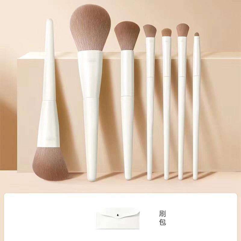 Milk White Soft Hair Makeup Brush Set for Beginners