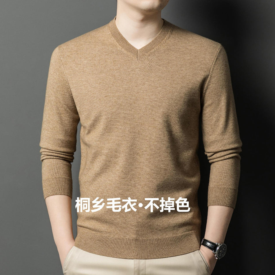 Men’s V-Neck Chicken Heart Collar Sweater