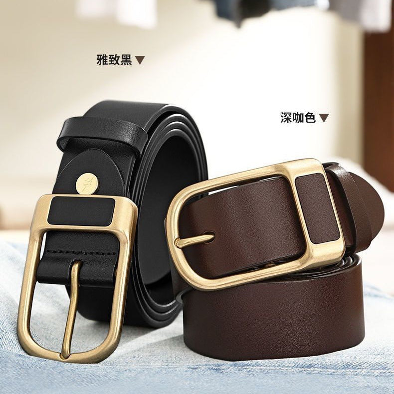 Genuine Leather Men’s Casual Pin Buckle Belt