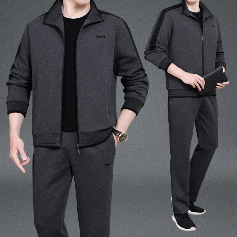 Men’s Middle-Aged Thickened Sports Suit Three-Piece Set