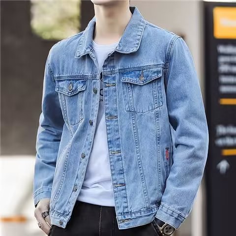Men's Patchwork Denim Jacket Korean Style