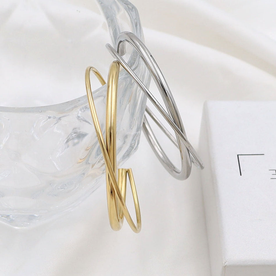 Double Ring Cross-Opening Steel Bracelet