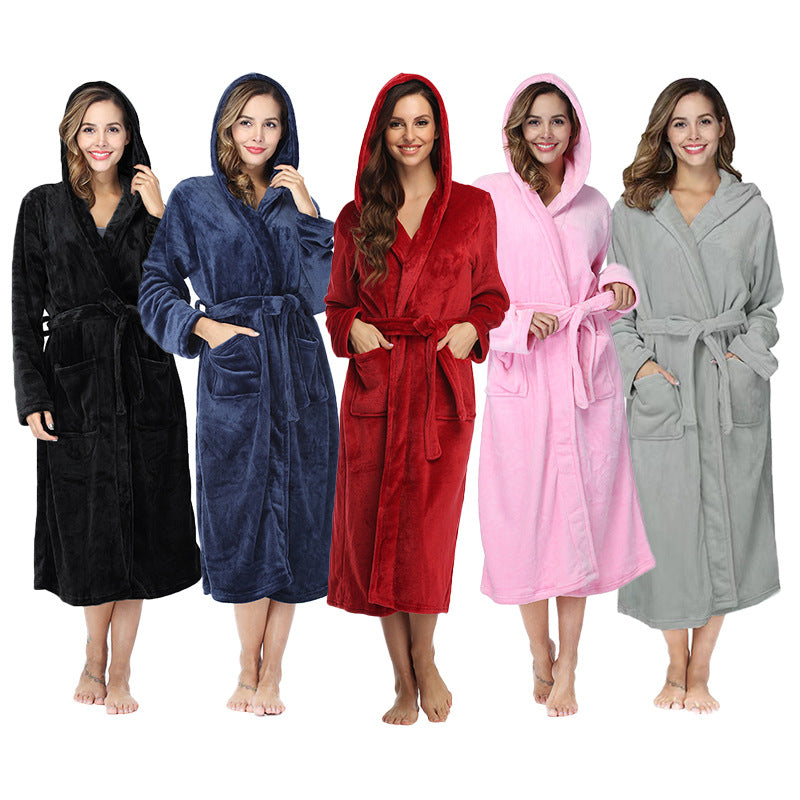 Flannel Hooded Couples Bathrobe – Extra Long & Cozy