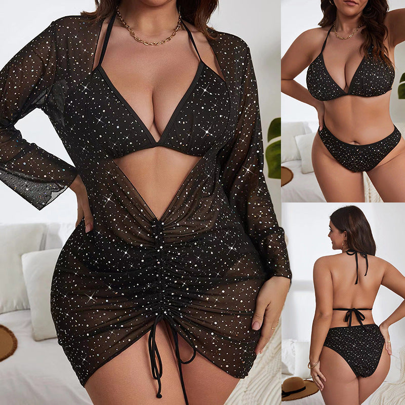 Plus Size Three-Piece Swimsuit – Bikini & Skirt Set