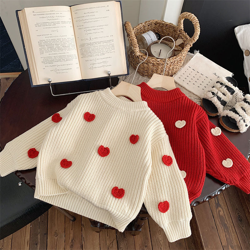 Baby Girls’ Heart Knitted Sweater