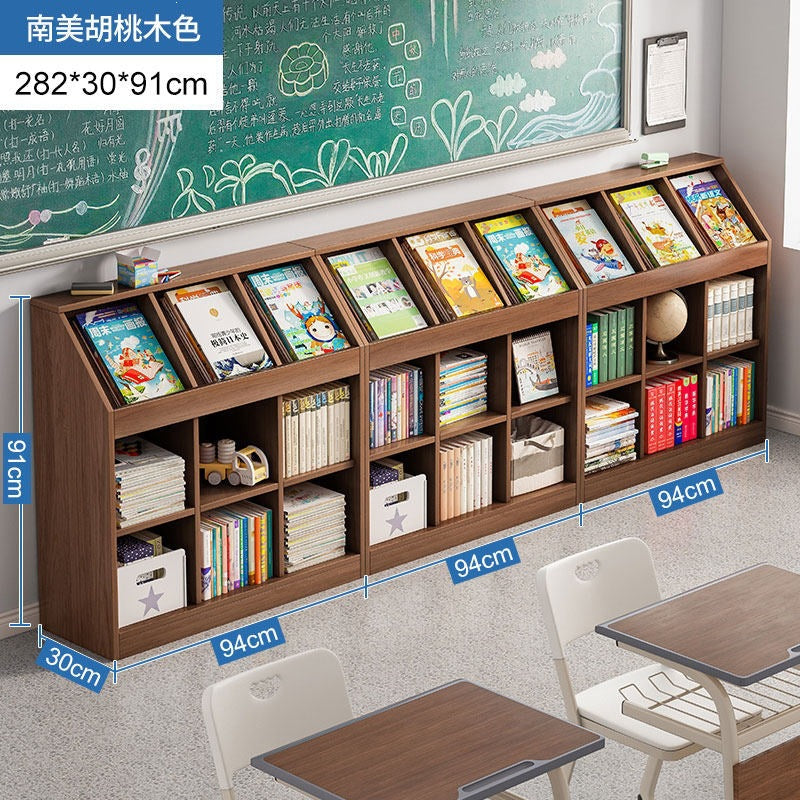 Low Lattice Floor Bookshelf Storage Cabinet for Kids