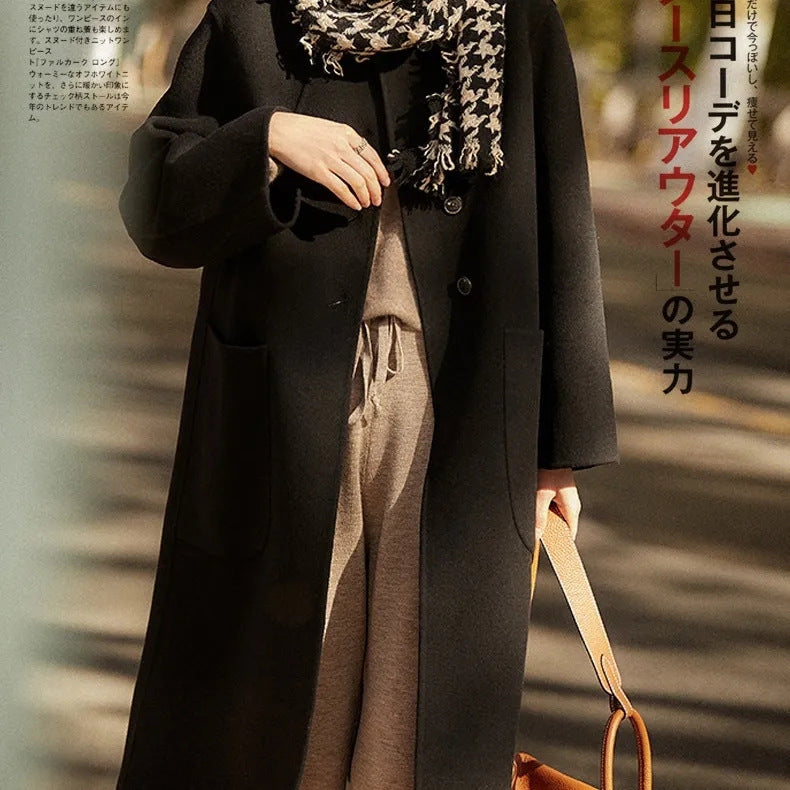 STOCK-Plus Size Mid-Length Wool Coat