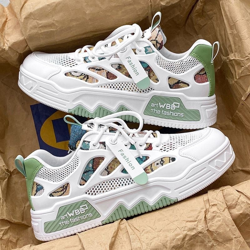 2025 Summer Men’s White Breathable Canvas Sneakers