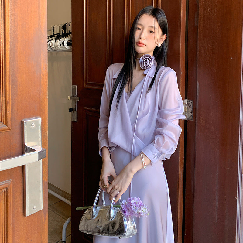 French V-Neck Sunscreen Shirt – Elegant Spring Top