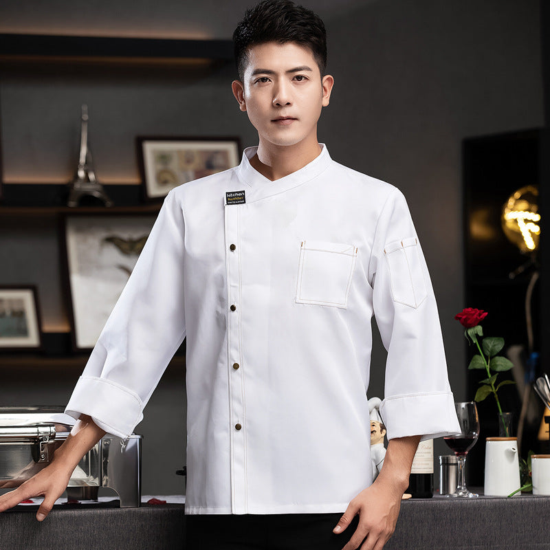 Men’s Long-Sleeve Chef Jacket – Autumn & Winter Restaurant