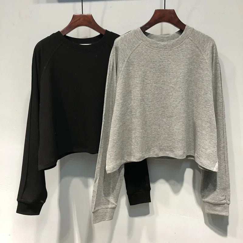 Solid Color Loose Fit T-Shirt – Early Autumn Long Sleeve