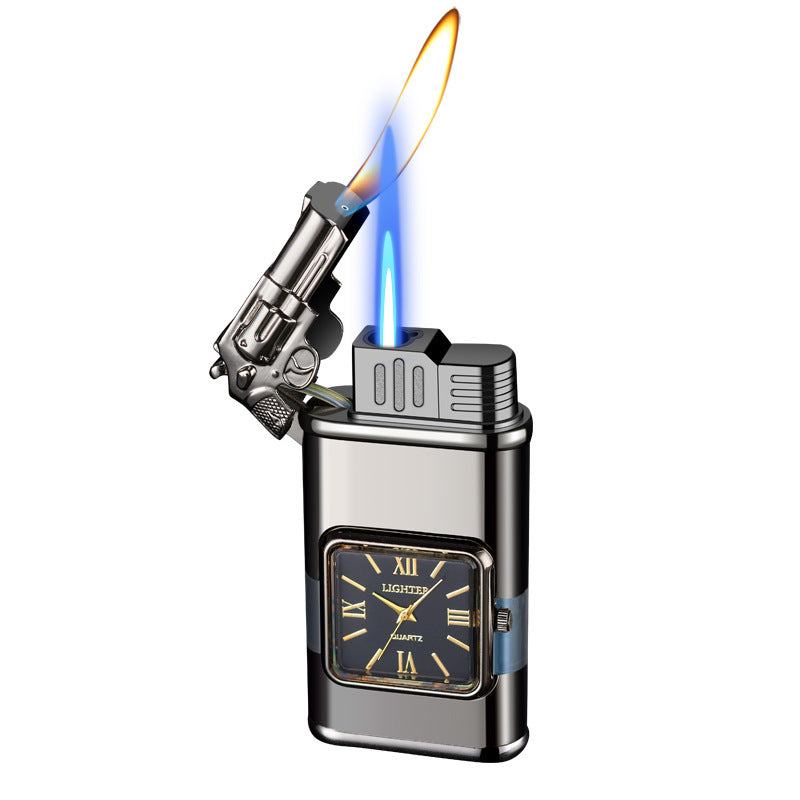 Crocodile Pattern Double Flame Inflatable Metal Lighter –