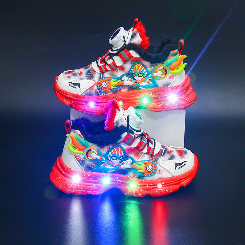 Kids LED Fleece Lined Soft Sole Sneakers for Autumn Winter!