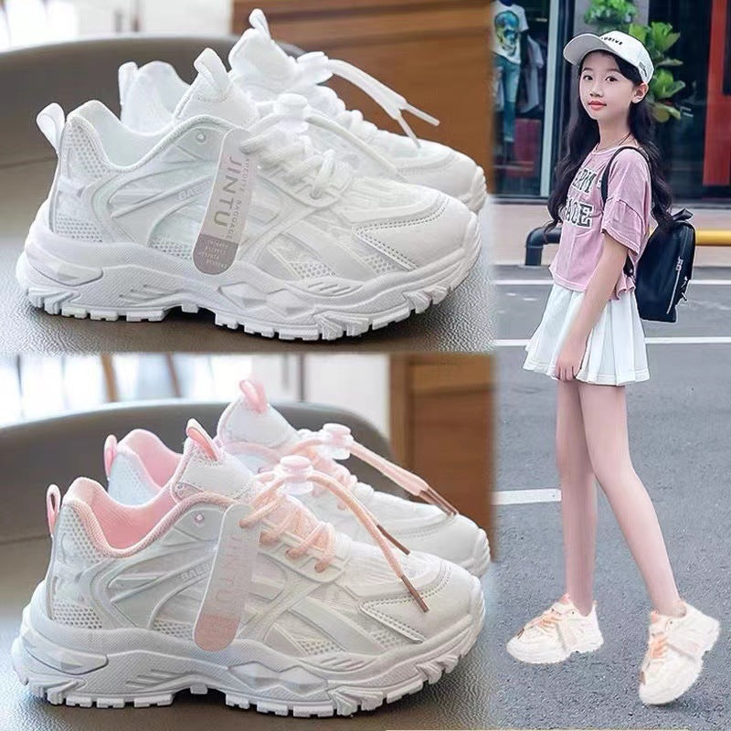 2025 Kids’ Breathable Mesh Torre Sneakers White