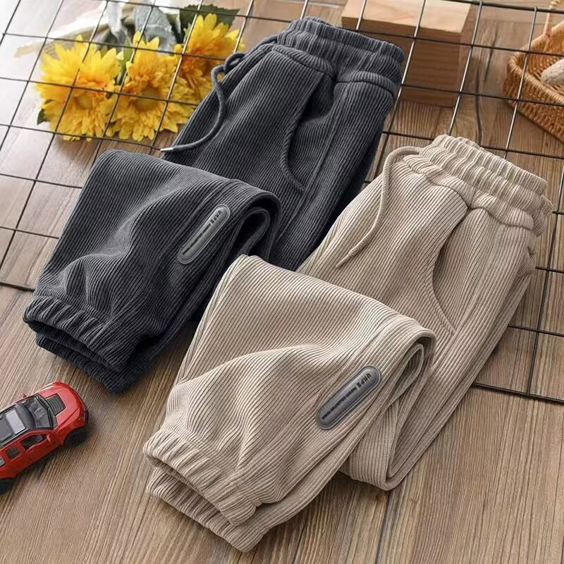 Boys' Fleece-Lined Pants Winter Warm Sports Trousers
