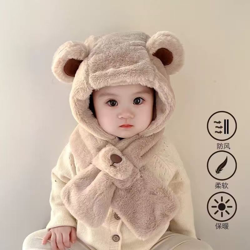 Baby Winter Plush Hat & Scarf – Thickened Velvet Cap