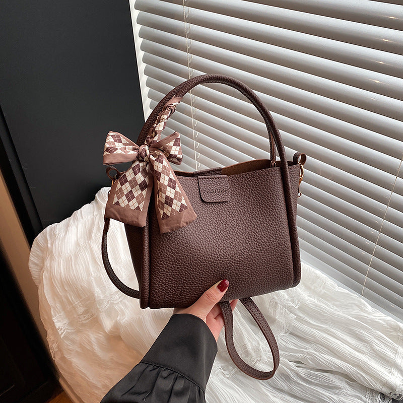 STOCK-Retro Silk Scarf Bucket Bag  Bag