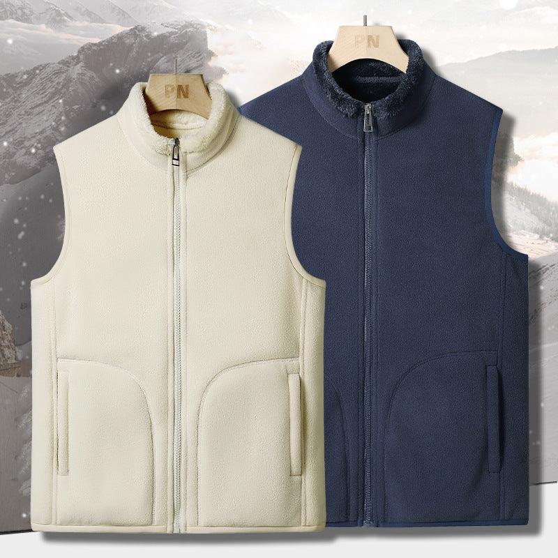 Couple’s Wool Lambskin Vest – Thick Winter Fleece Waistcoat