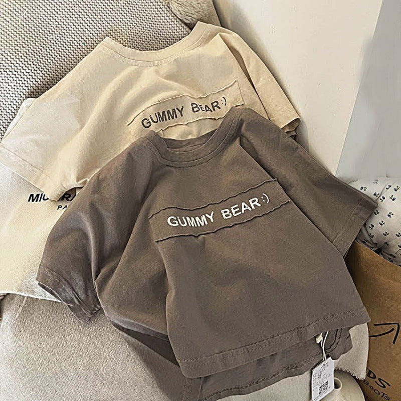 Kids’ Letter‑Print Cotton Tee – Summer