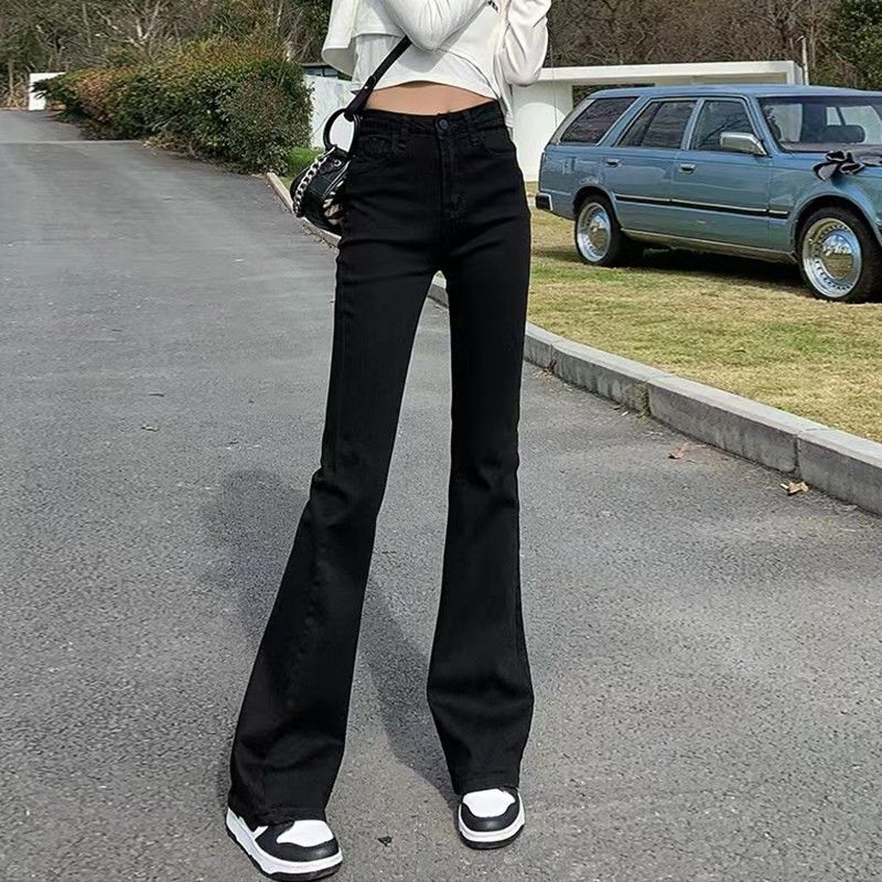 2024 Autumn American Micro-Flare High-Waist Fleece Jeans