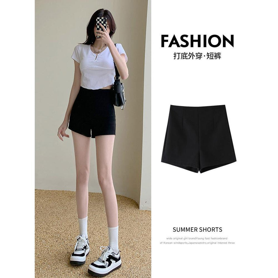 Black High Waist Suit Shorts Women K Style Summer