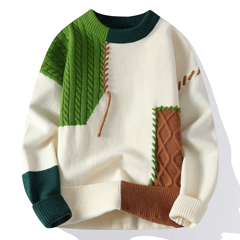 Men’s Japanese Style Round Neck Sweater – Autumn Winter