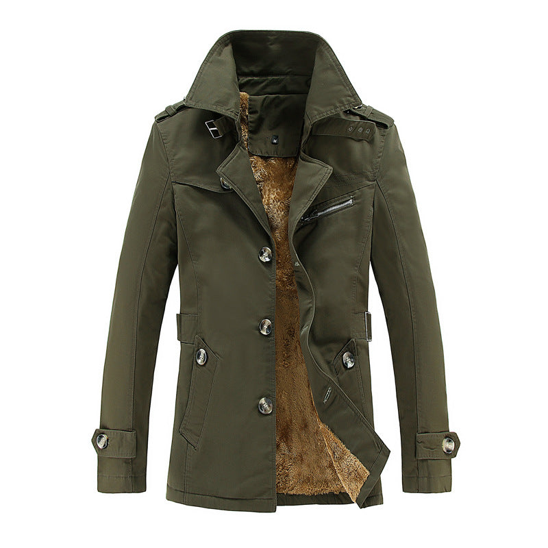Men’s 2026 Winter Fleece-Lined Slim Trench Coat