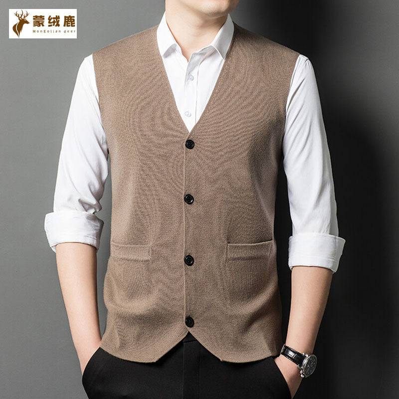 Sleeveless Sweater – Wool Vest with Pockets for Men