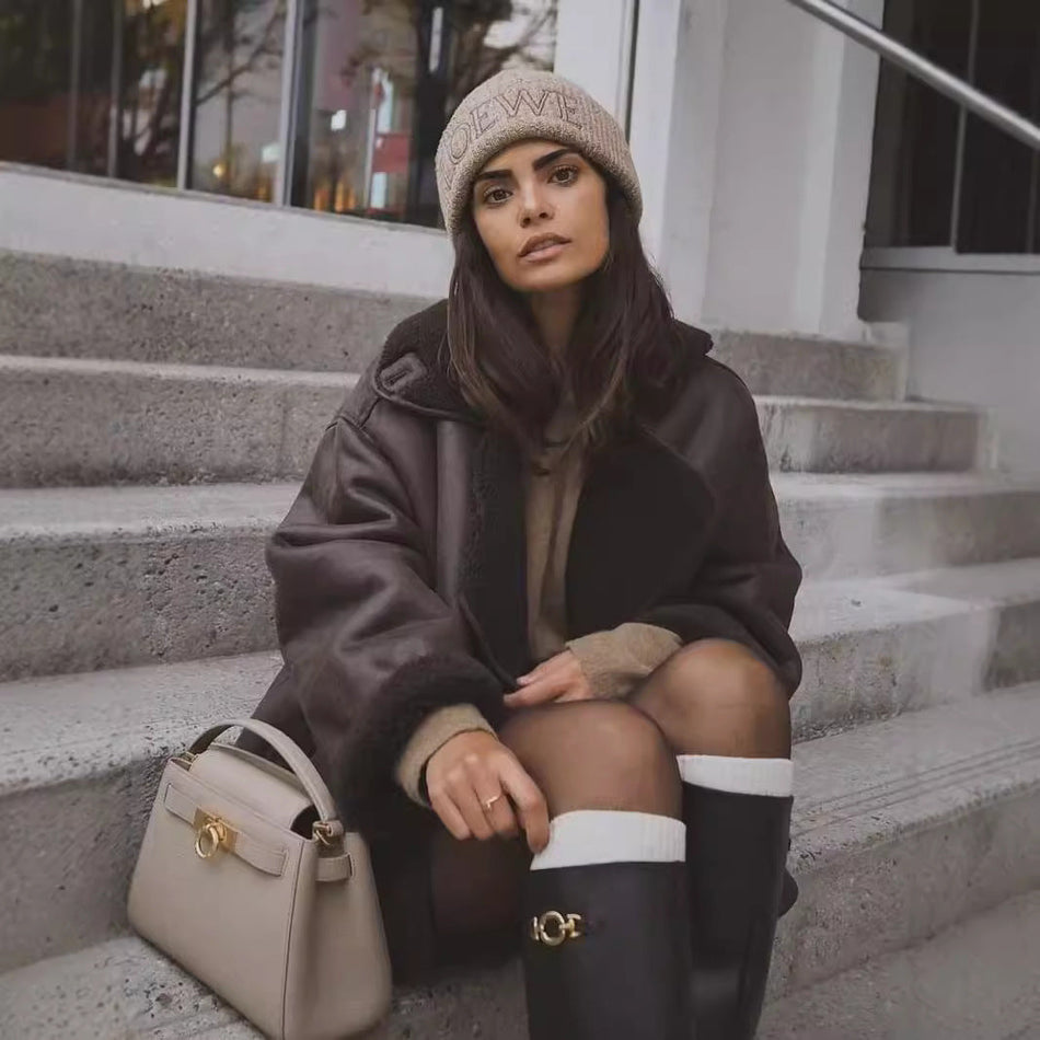 European & American Style Fur Lapel Jacket