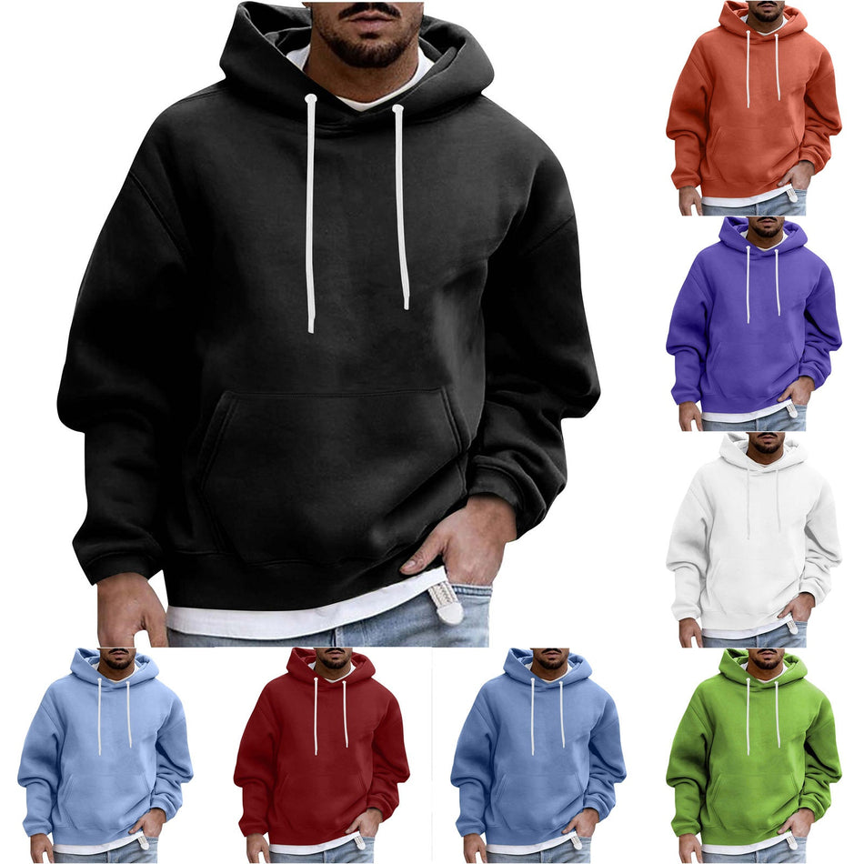 Loose Casual Men’s Fleece Hoodie with Pocket for 2024