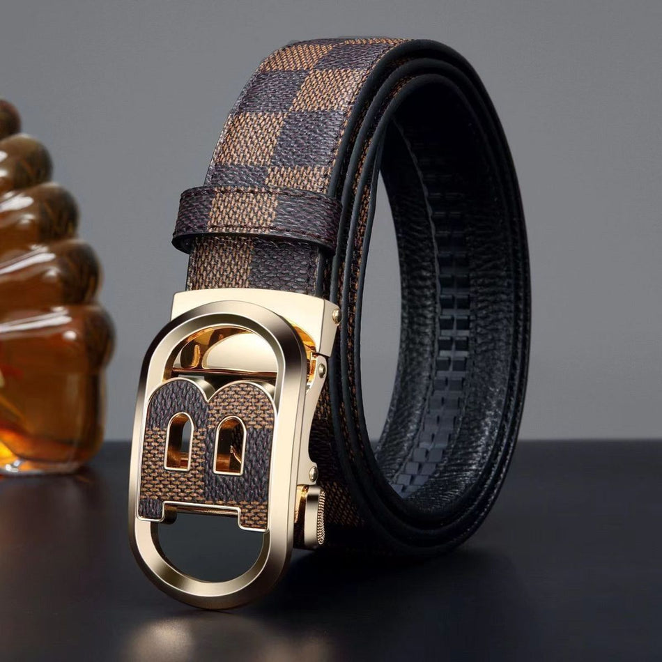 Men's Letter B Automatic Buckle Belt with Simple Style