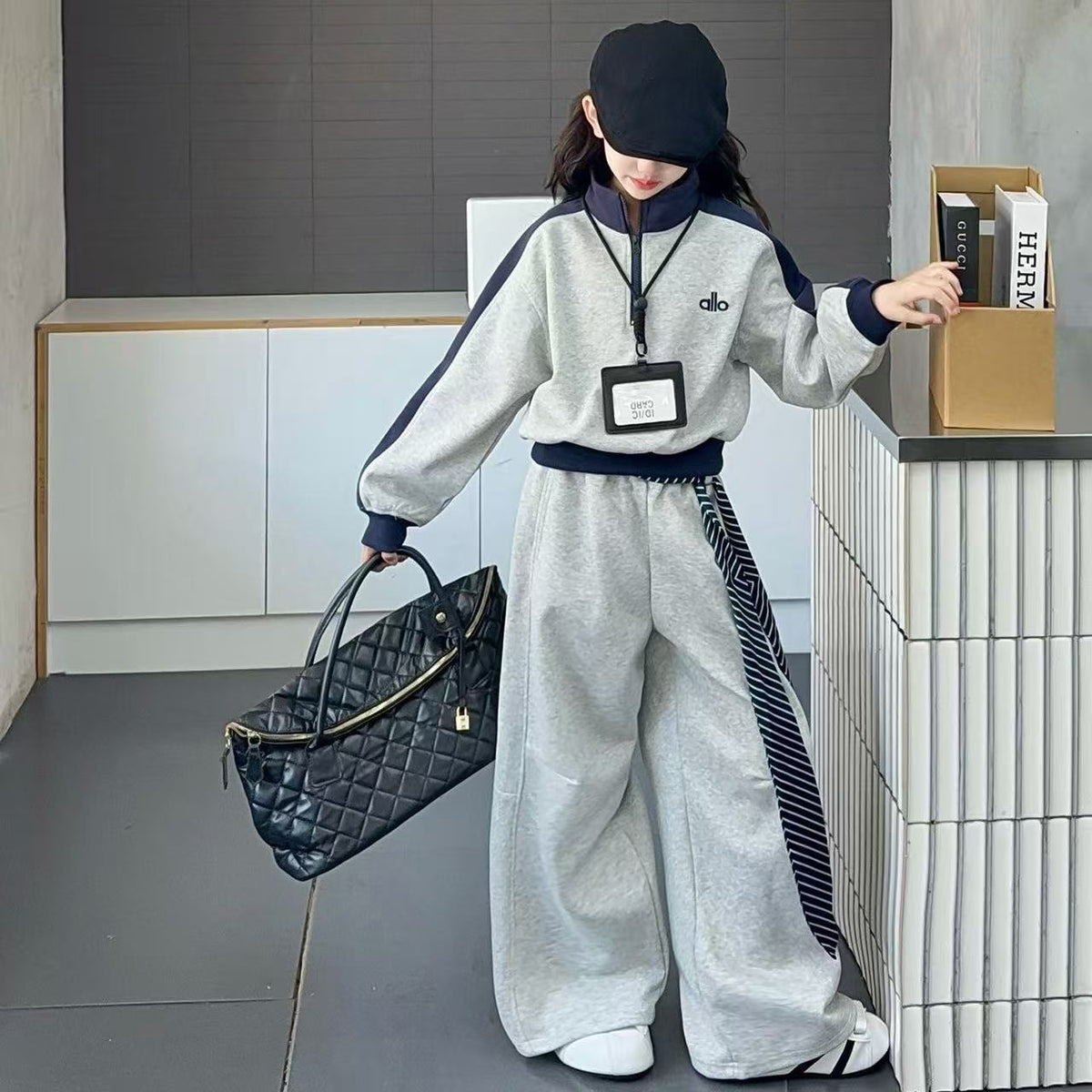Girls Korean Sweatshirt Set – Winter Collar Outfit – Outfit Sets – Image 6