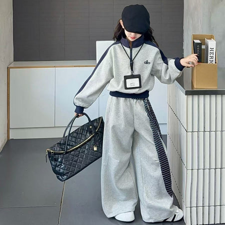 Girls Korean Sweatshirt Set – Winter Collar Outfit – Outfit Sets – Image 6