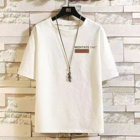 Men's black long sleeve T-shirt - loose fit round neck casual top