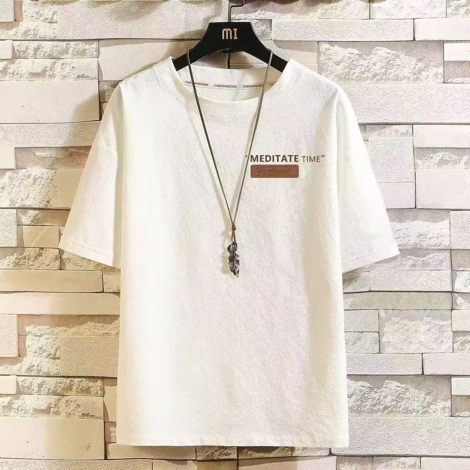 Men's black long sleeve T-shirt - loose fit round neck casual top